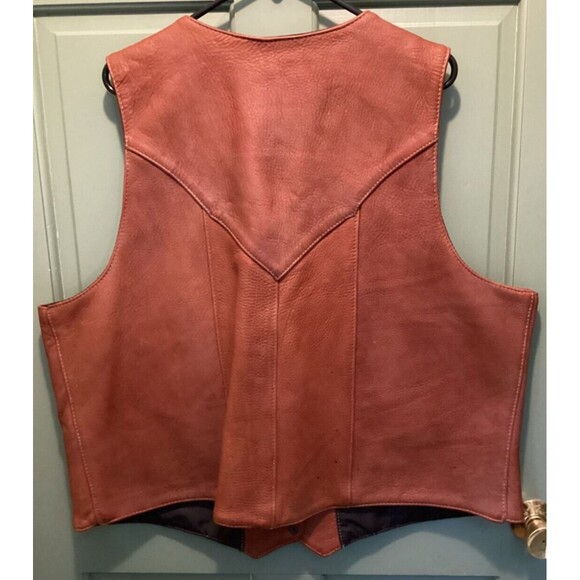 Fox Creek Leather Men's Size 6XL Button-Up Lined Sleeveless Leather Riding Vest - Picture 4 of 13